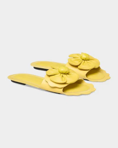 Marc Jacobs The Daisy Leather Flat Slide Sandals In Multi