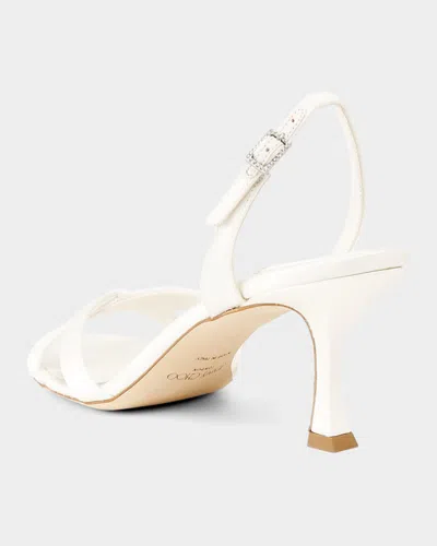 Jimmy Choo Womens Latte Elsy 70 Leather Heeled Sandals Eur 41 / 8 Uk In White
