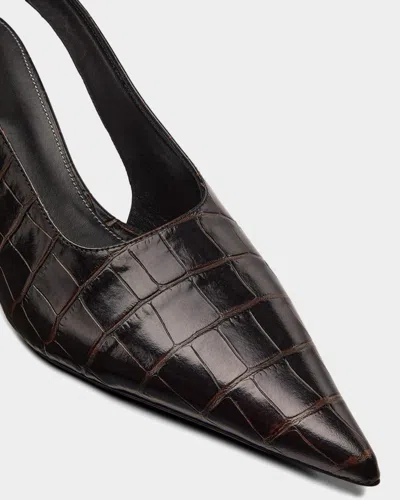 Totême Toteme Classic Croco Embossed Leather Slingback Pumps In Brown