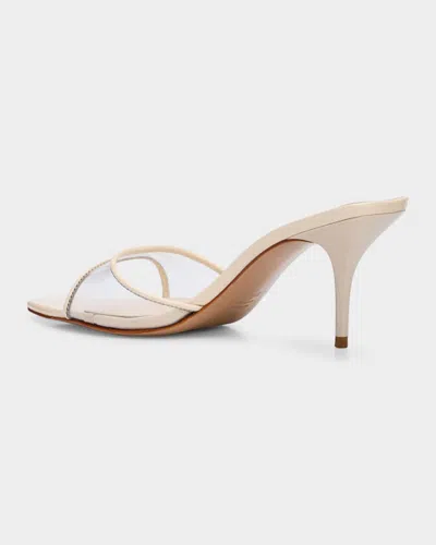 Schutz 75mm Elodie Vinyl Metallic Leather Mules In Silver