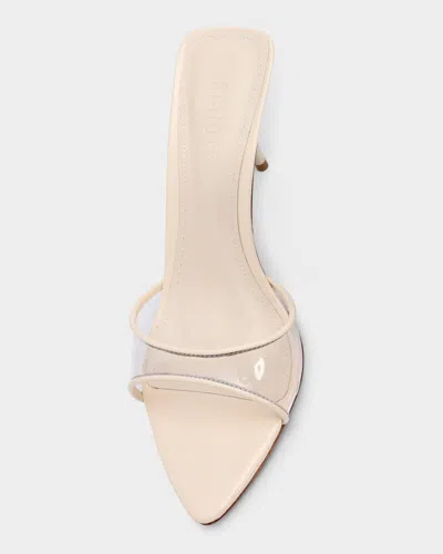 Schutz 75mm Elodie Vinyl Metallic Leather Mules In Silver