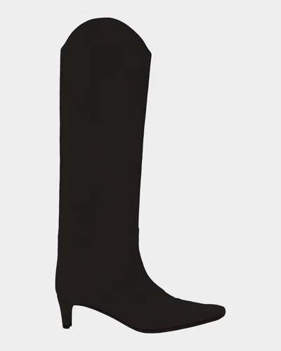 Staud Women's Western Wally Suede Tall Boots In Black