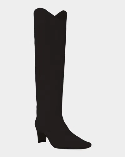 Staud Women's Western Wally Suede Tall Boots In Black