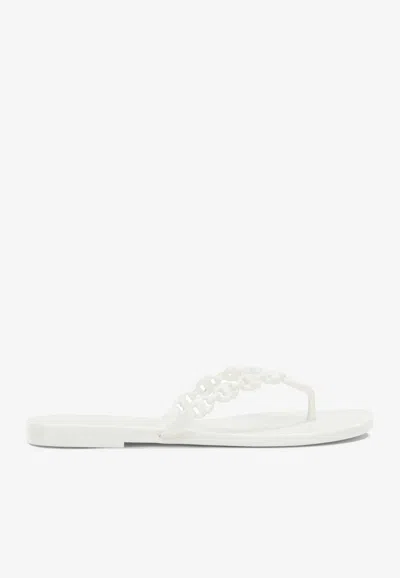 Tory Burch Flat Sandals Braided Strap Open Toe In White