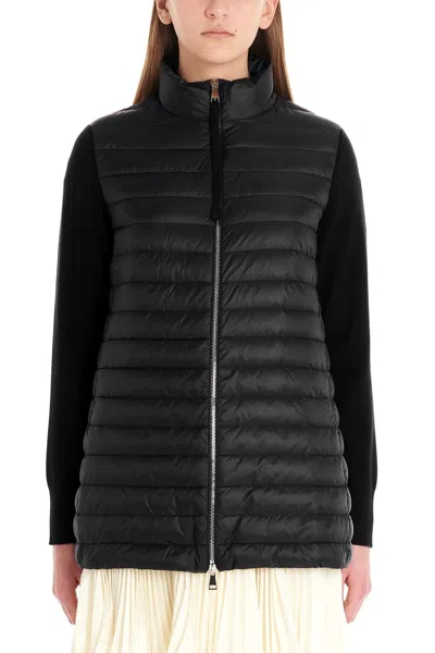 Moncler Logo Patch Down Jacket In Black