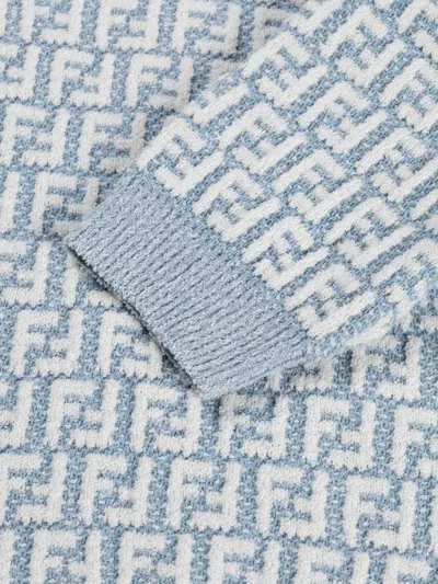 Fendi Ff-pattern Polo Shirt In Blue
