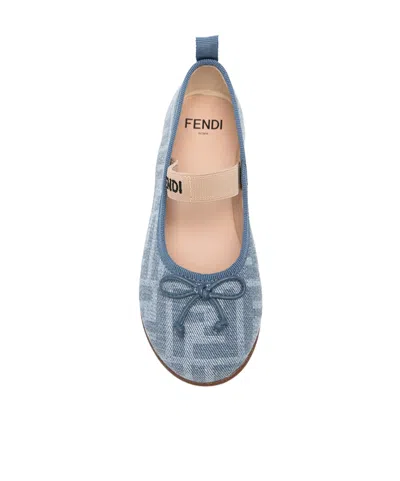 Fendi Ff-logo Ballet Flats In Gray