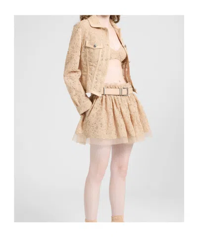 Ermanno Scervino Floral-lace Button-up Structured Jacket In Neutral