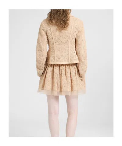 Ermanno Scervino Floral-lace Button-up Structured Jacket In Neutral