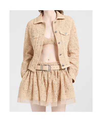 Ermanno Scervino Floral-lace Button-up Structured Jacket In Neutral