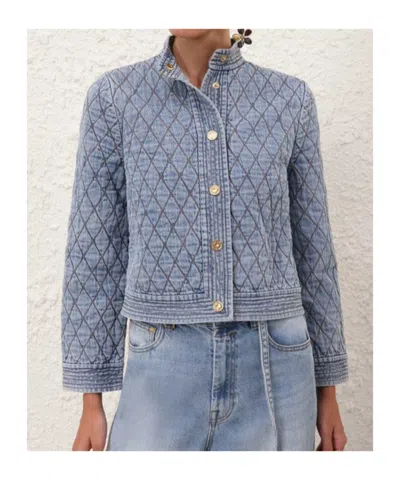 Zimmermann Denim Quilted Jacket In Multi