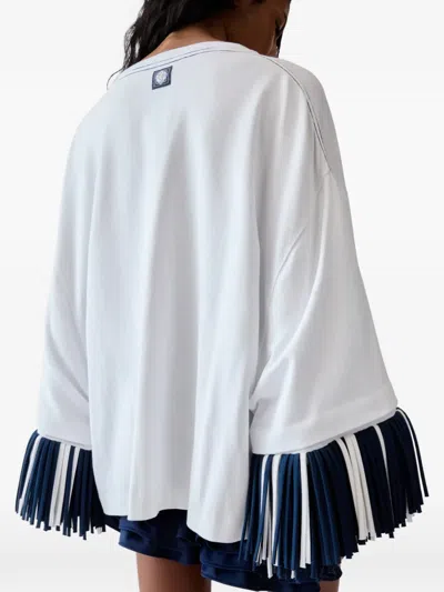 Jacquemus Blue Solid Crew Neck T-shirt In White