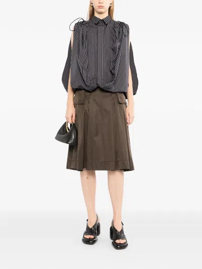 Sacai Pinstripe-pattern Ruffled Blouse In Multi