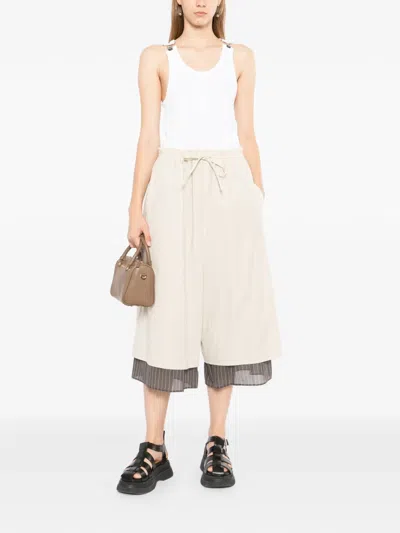 Y's Layered Pinstripe-pattern Shorts In Multi