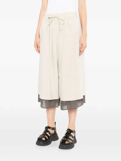 Y's Layered Pinstripe-pattern Shorts In Multi