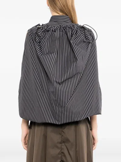 Sacai Pinstripe-pattern Ruffled Blouse In Multi