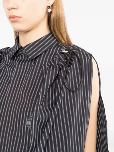 Sacai Pinstripe-pattern Ruffled Blouse In Multi
