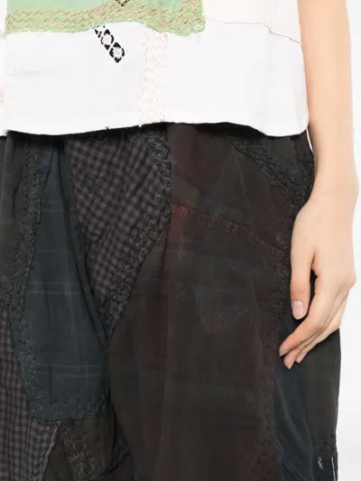 By Walid Patchwork Drawstring Shorts In Black