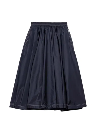 Prada Womens Blue Light Re-nylon Full Midi Skirt In Blue