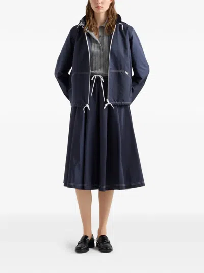 Prada Womens Blue Light Re-nylon Full Midi Skirt In Blue