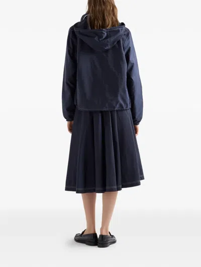 Prada Womens Blue Light Re-nylon Full Midi Skirt In Blue