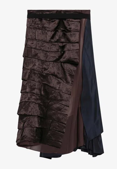 Prada Asymmetric Patchwork Skirt In Virgin Wool, Blue In Multi