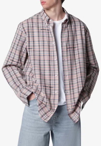 Off-white Pink Flannel Regular Shirt In Pink
