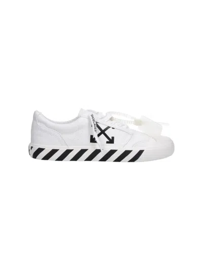 Off-white White Black Graphics Leather Sneakers In White