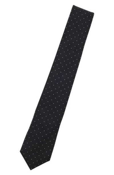 Construct Dot Print Cotton Tie In Black