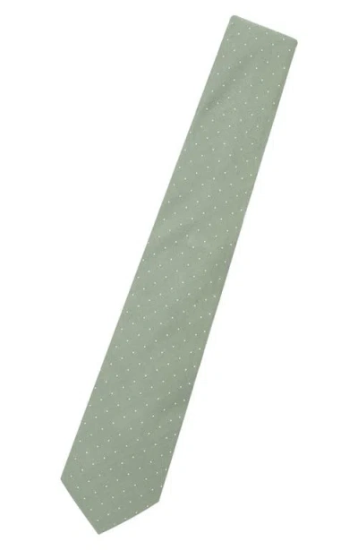 Construct Dot Print Cotton Tie In Green