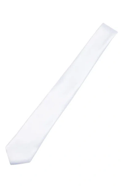Construct Solid Satin Tie In White
