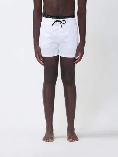Ea7 Drawstring Swim Shorts In White