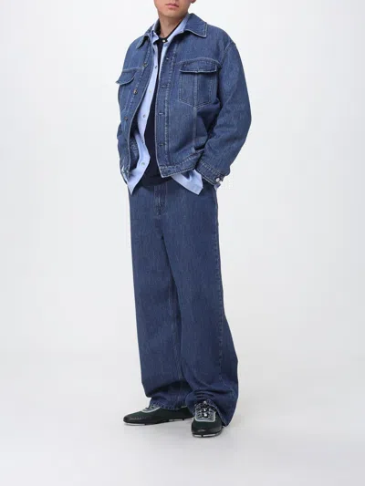 Fendi Logo-patch Denim Jacket In Blue