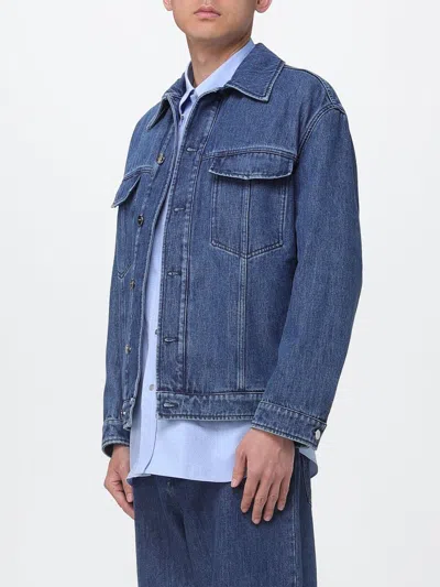 Fendi Logo-patch Denim Jacket In Blue