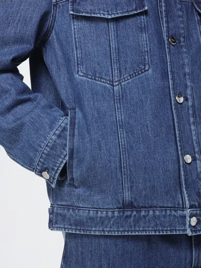 Fendi Logo-patch Denim Jacket In Blue