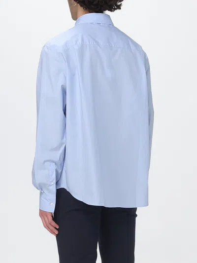 Maison Kitsuné Fox Head Embroidered Long Sleeved Shirt In Blue