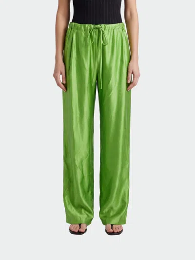Khaite Palazzo Trousers In Viscose With Drawstring In Green