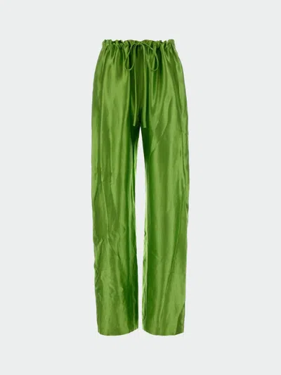 Khaite Palazzo Trousers In Viscose With Drawstring In Green