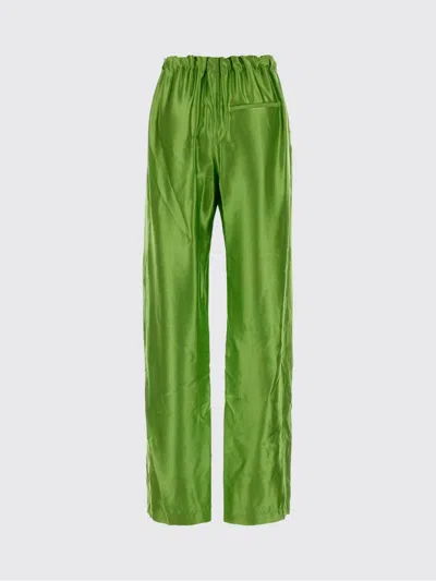 Khaite Palazzo Trousers In Viscose With Drawstring In Green