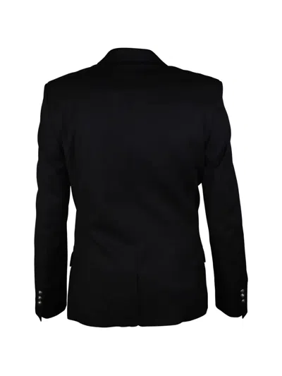 Balmain Double Breasted Tailored Wool Jacket In Black