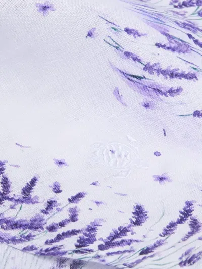 Vilebrequin Linen Shirt With Lavender Print And Short Sleeves In White
