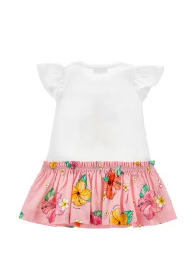 Monnalisa Moana-print Ruffled Dress In White