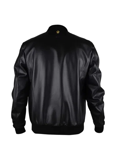 Billionaire Logo-patch Leather Jacket In Black