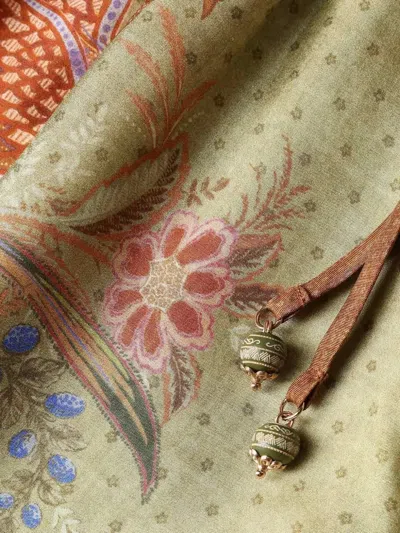 Zimmermann Indra Relaxed Silk Shorts Khaki Scarf Floral In Multi