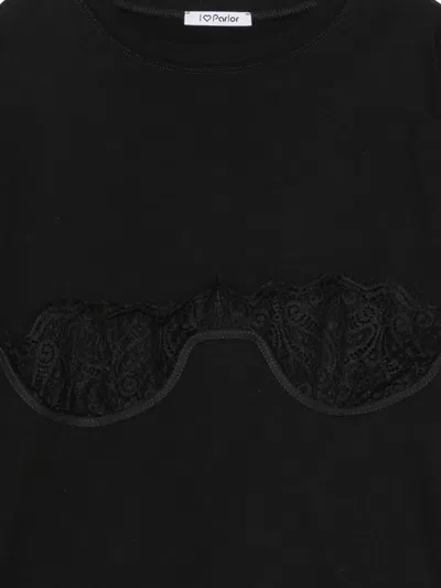 Parlor Lace-appliqué T-shirt In Black