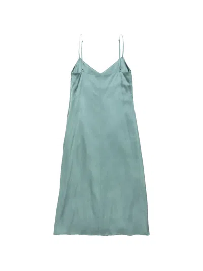 Acne Studios Satin Dress Woman Sage Green In Blue