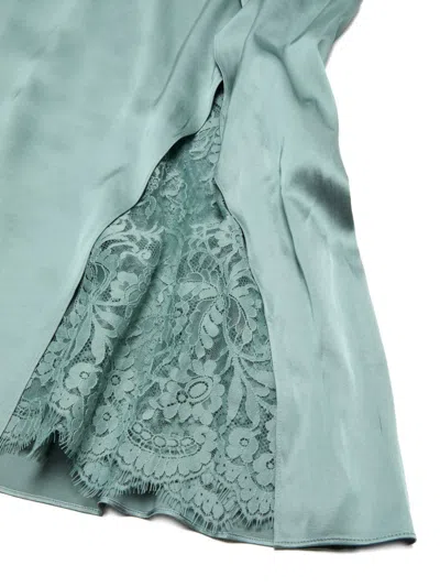 Acne Studios Satin Dress Woman Sage Green In Blue