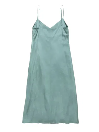 Acne Studios Satin Dress Woman Sage Green In Blue
