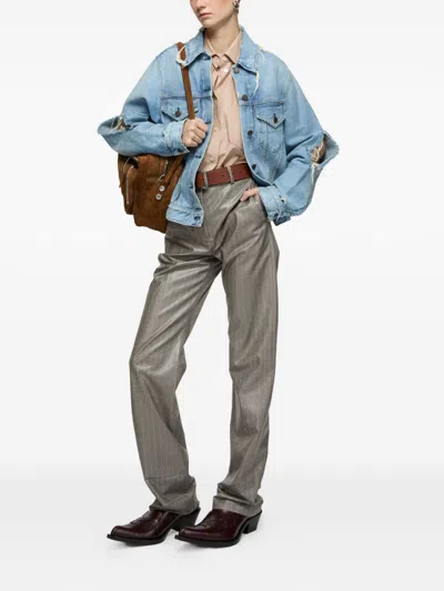 Acne Studios Lapel Long-sleeved Denim Jacket In Blue