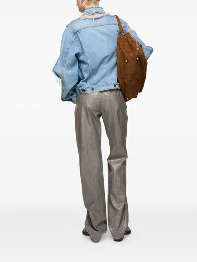 Acne Studios Lapel Long-sleeved Denim Jacket In Blue
